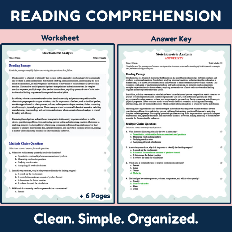 Grade 10 Science reading worksheets worksheet — 10th Grade Science | Stoichiometric Analysis Reading Worksheet (PDF + Rubr…