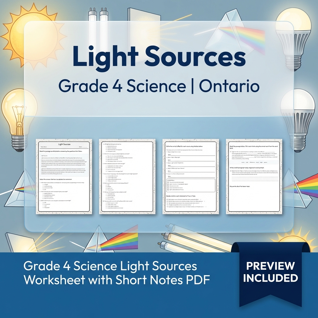 Grade 4 Science Lesson Bundle | Sound, Light & Shadow Activities — included worksheet 1