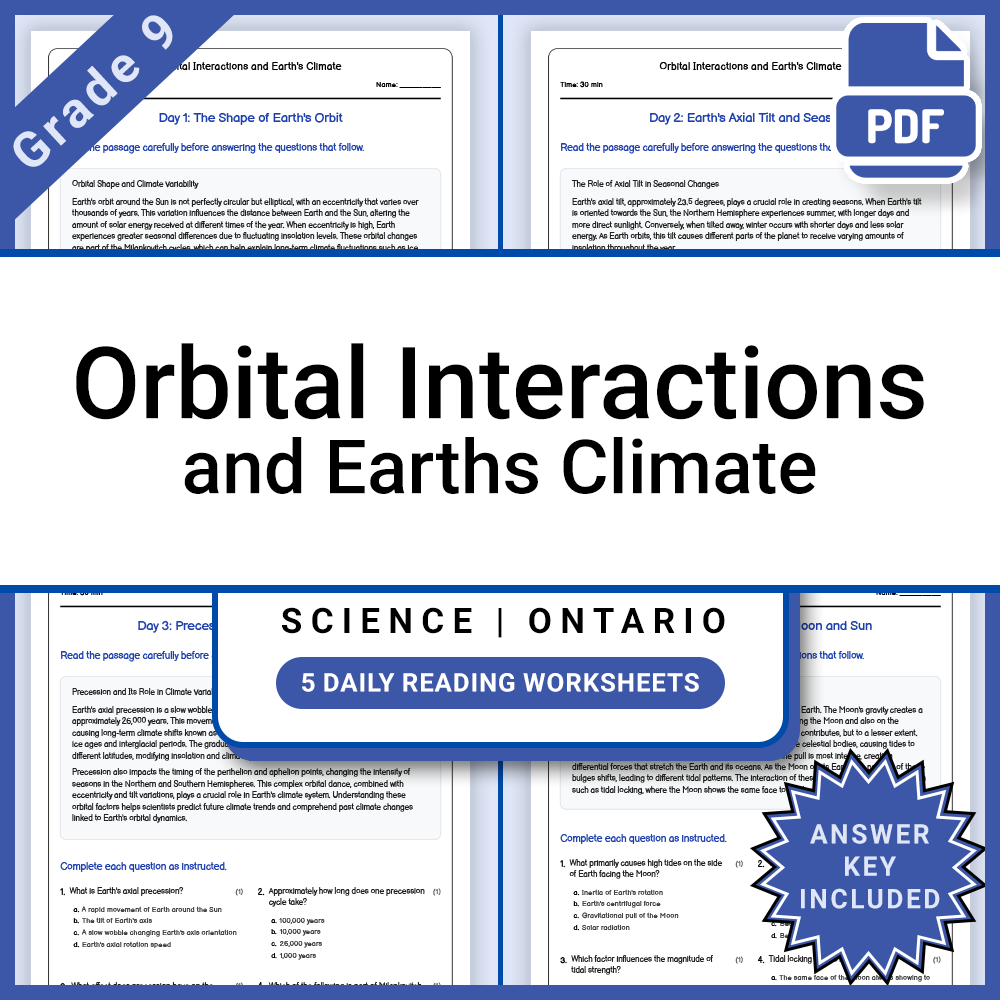 Grade 9 Science Lesson Group Bundle – Earth Systems & Planetary Concepts — included worksheet 1
