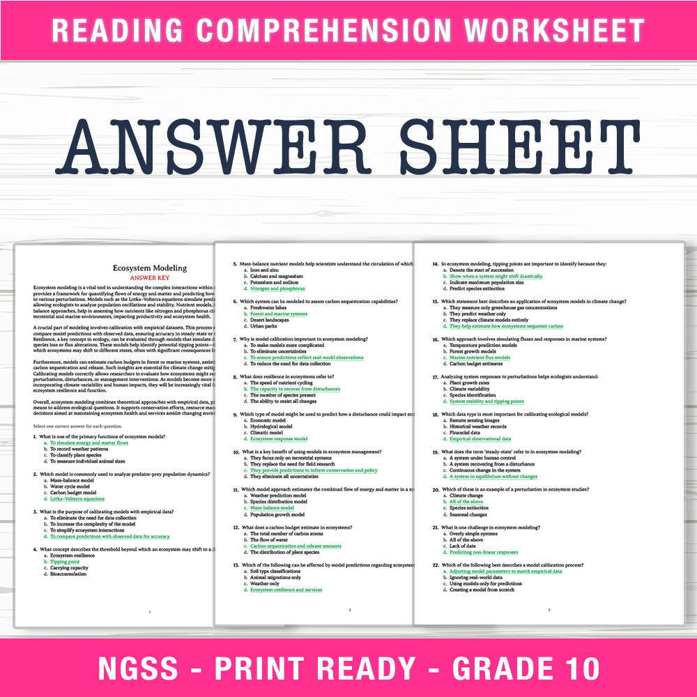 Grade 10 Science worksheet worksheet — Grade 10 Science – Ecosystem Modeling Worksheet (PDF + Answer Key) — page 2