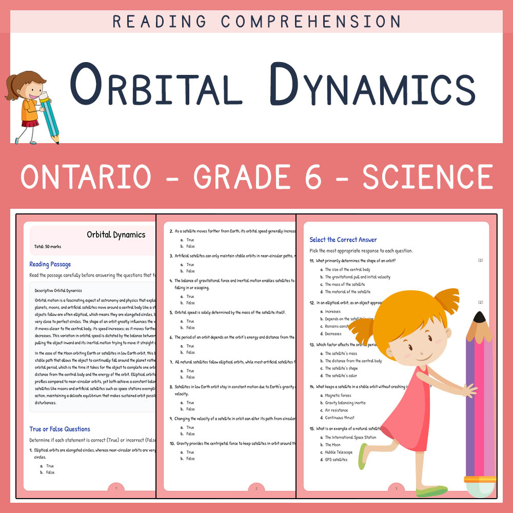 Grade 6 Science worksheet worksheet — Grade 6 Science | Orbital Dynamics Worksheet with Answer Key (PDF) — page 1