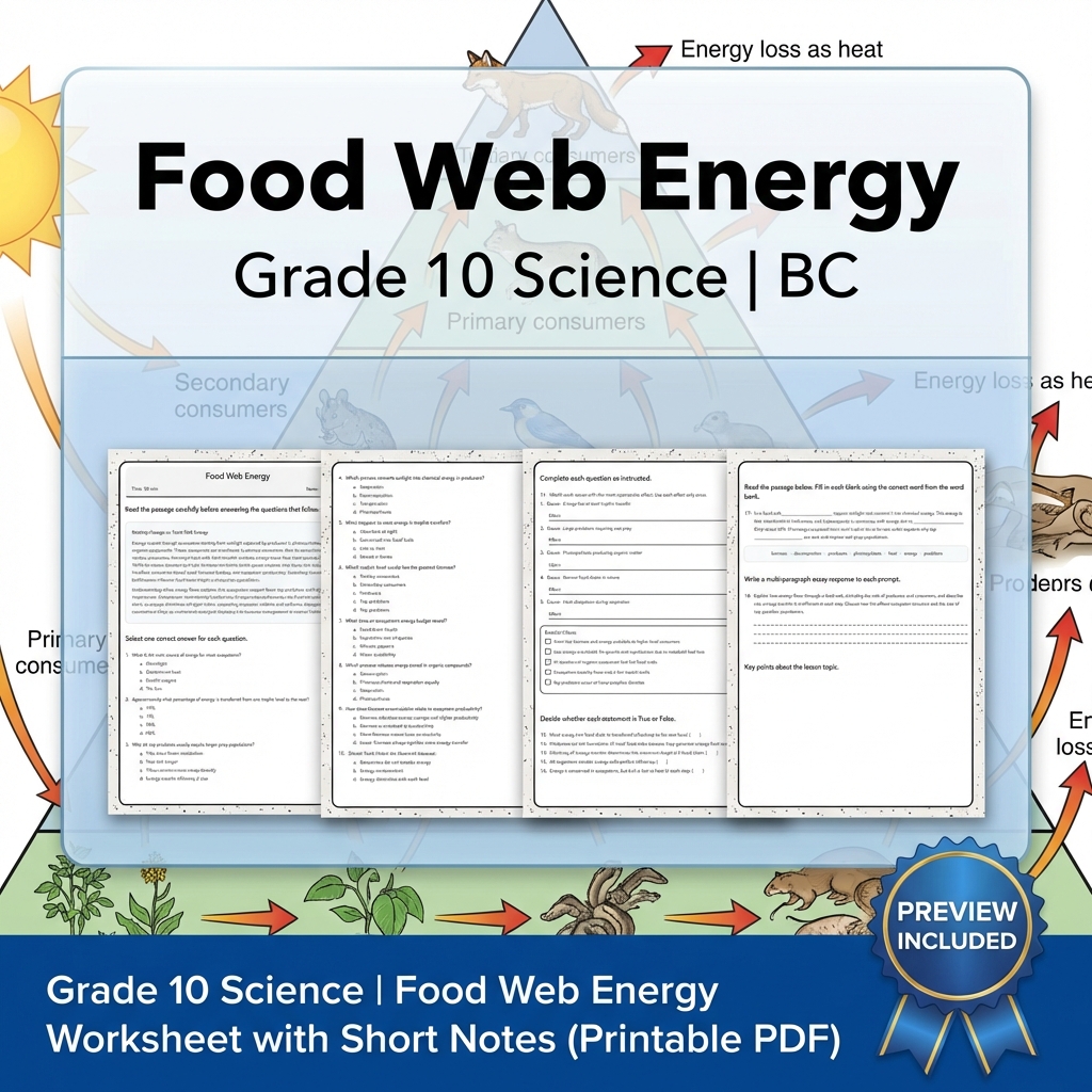 Grade 10 Science Bundle | Physics, Energy & Forces | Full Year Curriculum — included worksheet 1