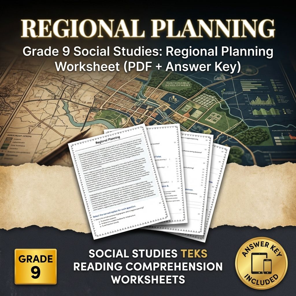 Grade 9 Social Studies: Regional Planning Worksheet (PDF + Answer Key)