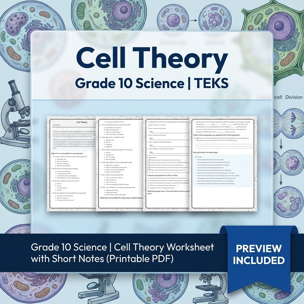 Grade 10 Science Worksheet Bundle – Genetics, Cell Biology & Ecology (PDF) — included worksheet 2