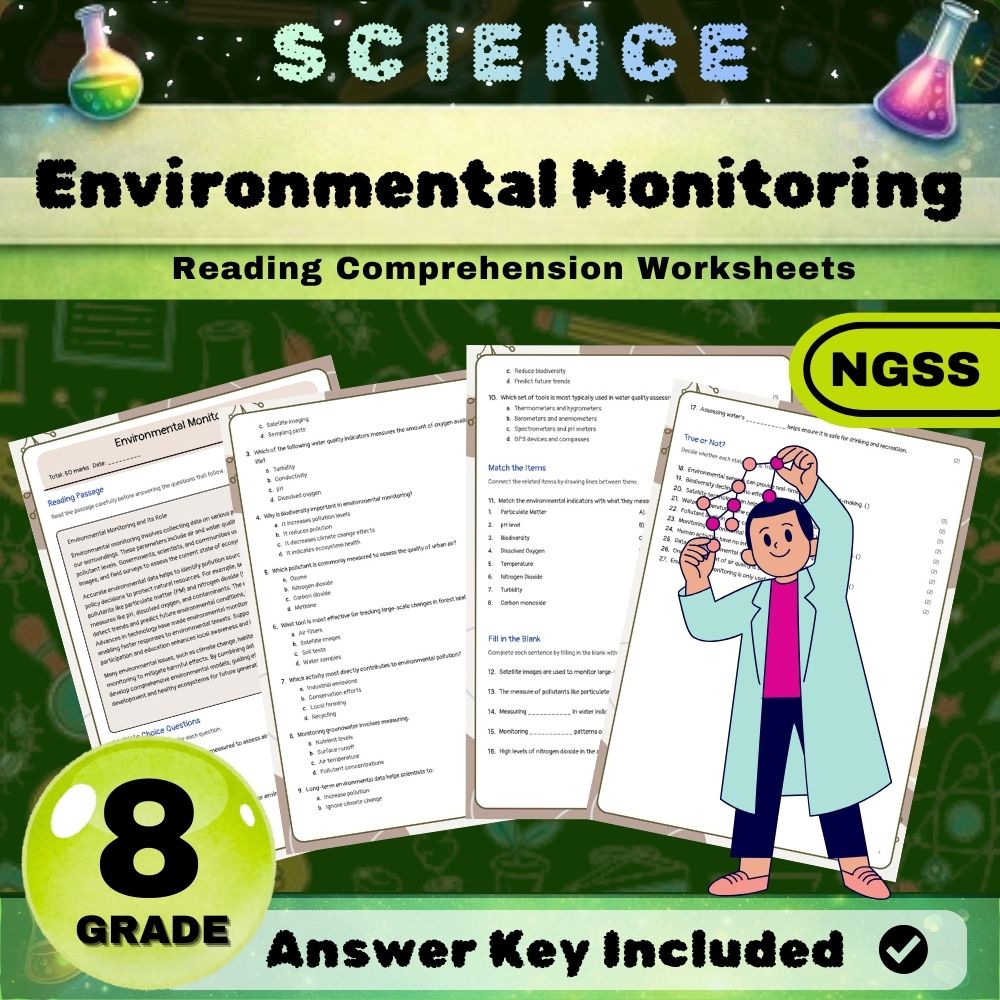 Grade 8 Science science ngss worksheet — Grade 8 Science – Environmental Monitoring Worksheet (NGSS) (PDF)