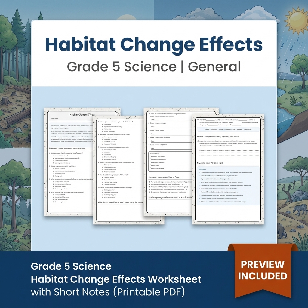 Grade 5 Science Lesson Group | Comprehensive Science Worksheets & Activities — included worksheet 1