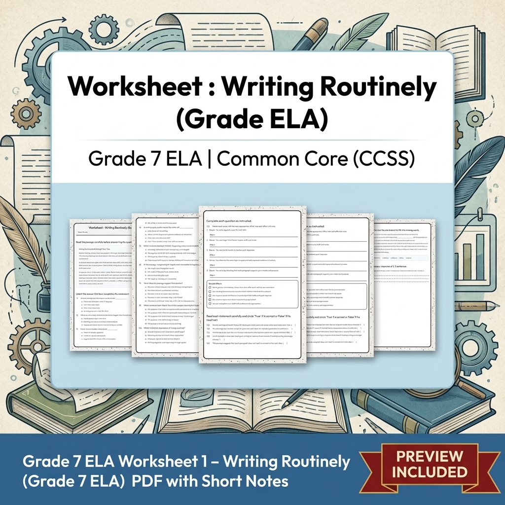 Grade 7 Writing Routinely ELA Full-Year Bundle – Common Core (CCSS) — included worksheet 1