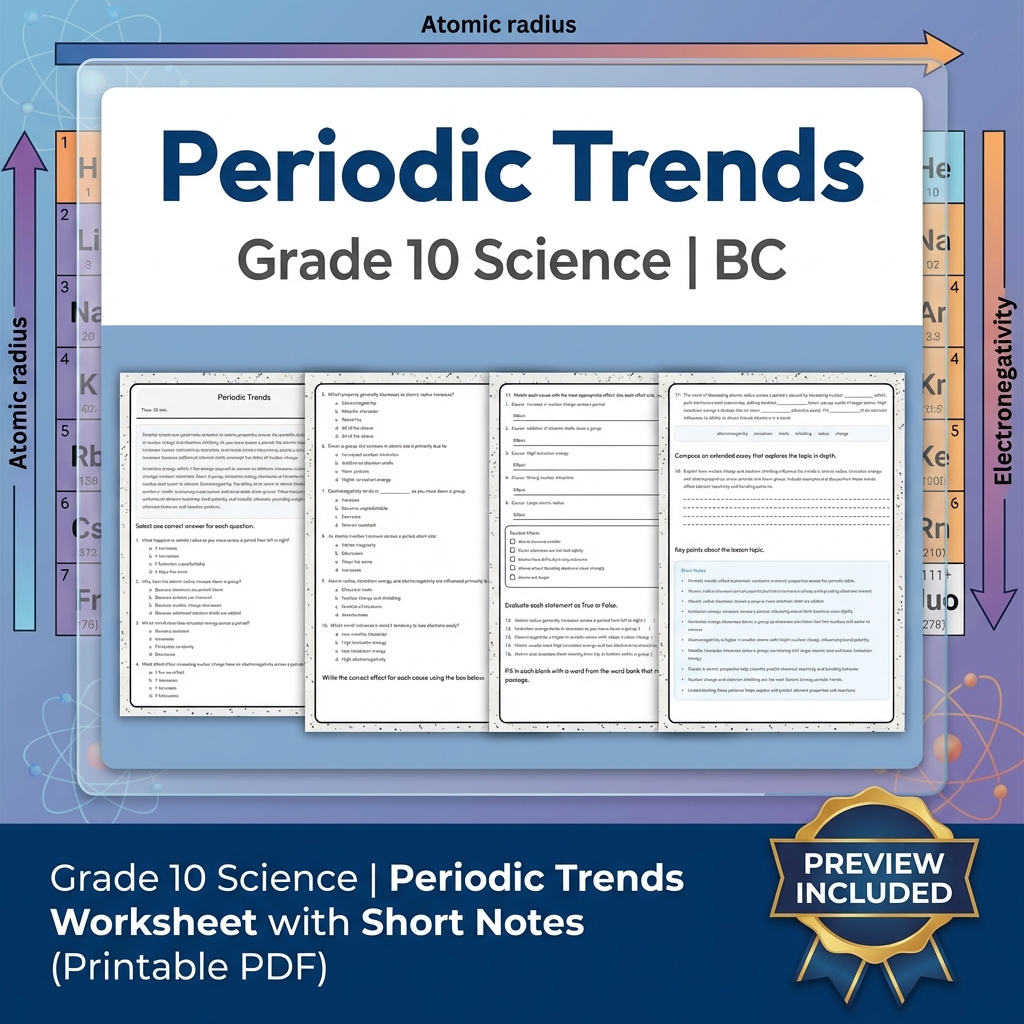 Grade 10 Science Bundle | Physics, Energy & Forces | Full Year Curriculum — included worksheet 3