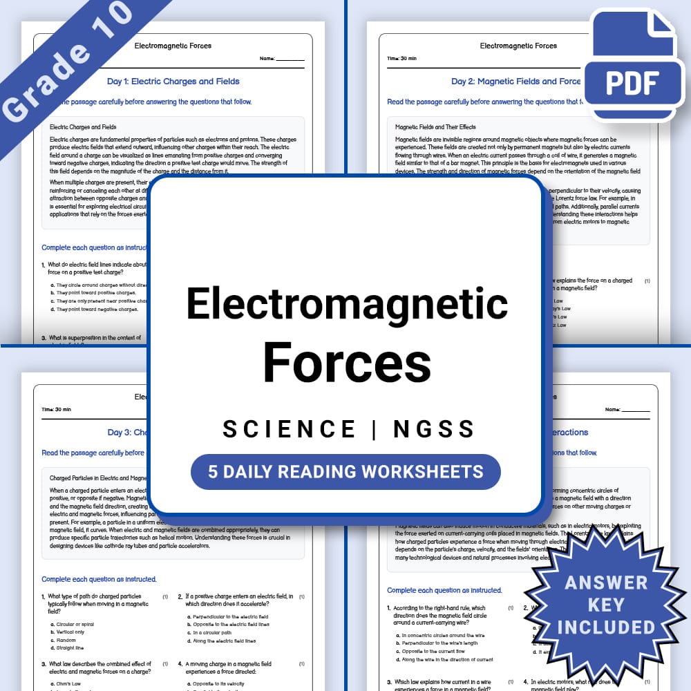 Grade 10 Science daily reading worksheet worksheet — Grade 10 Science – Electromagnetic Forces Worksheet (PDF +Answer Key)…