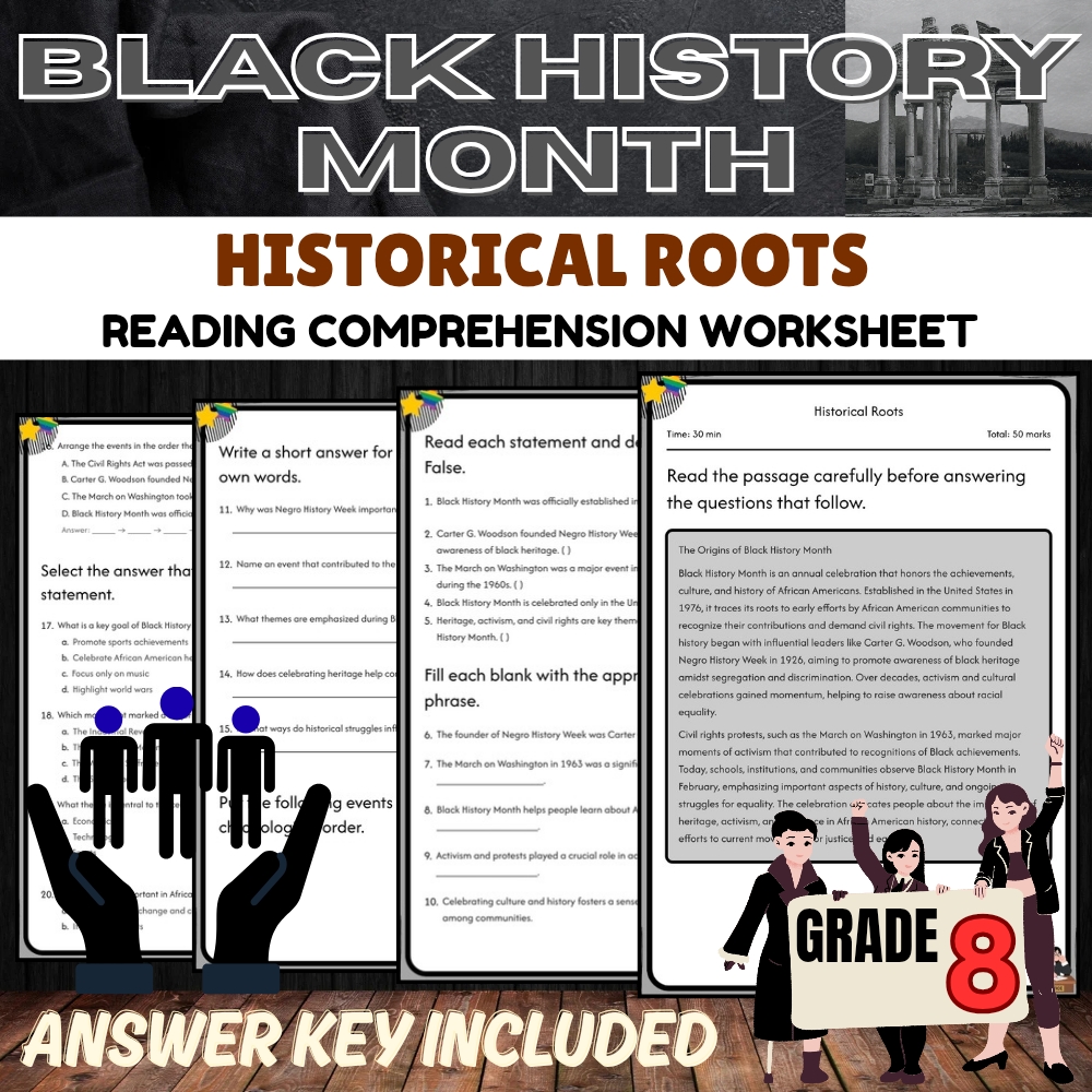 Grade 8 Black History Month Worksheet Collection (Answer Key Included) — included worksheet 1
