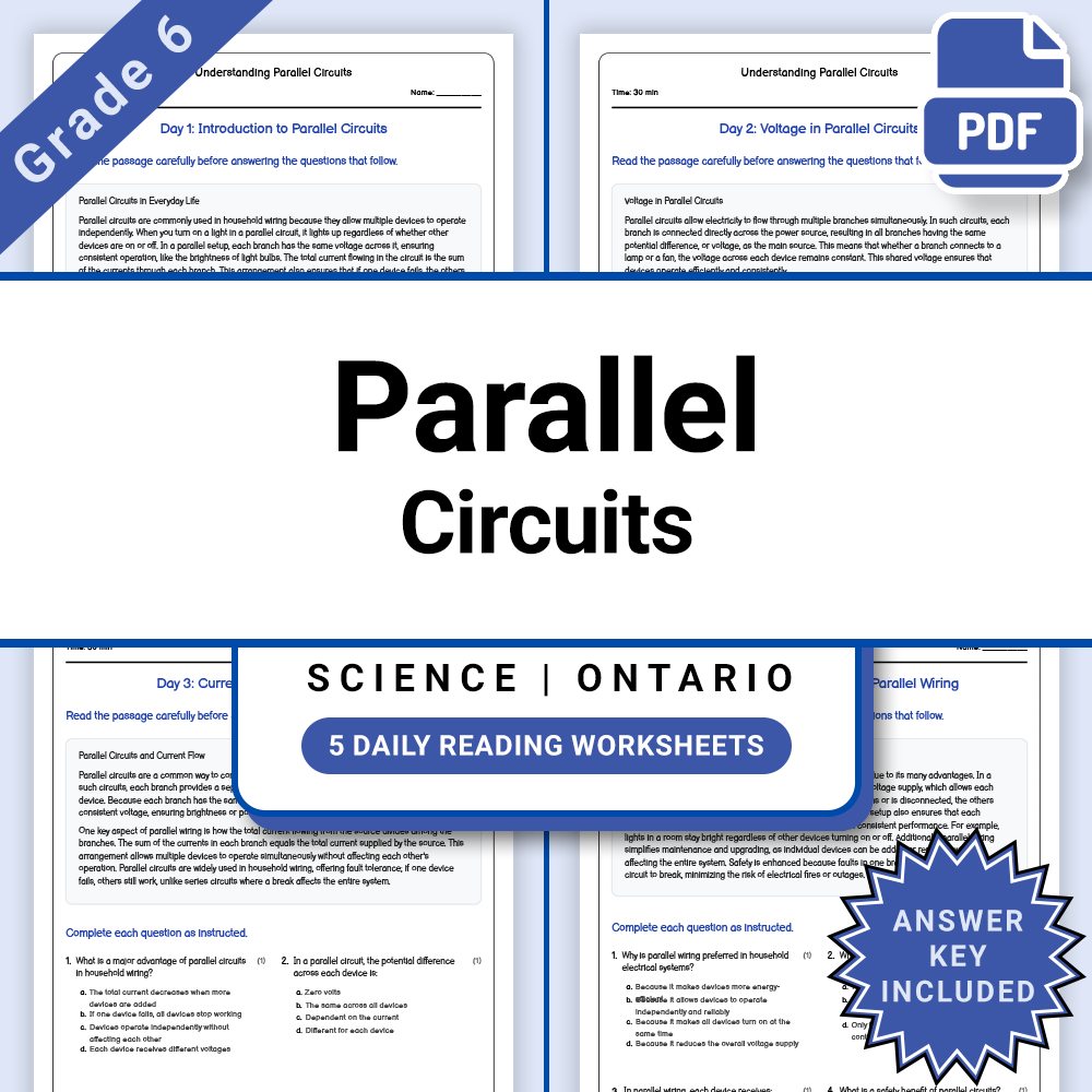 Grade 6 Science Lesson Group – Circuits and Energy Ontario Framework — included worksheet 2