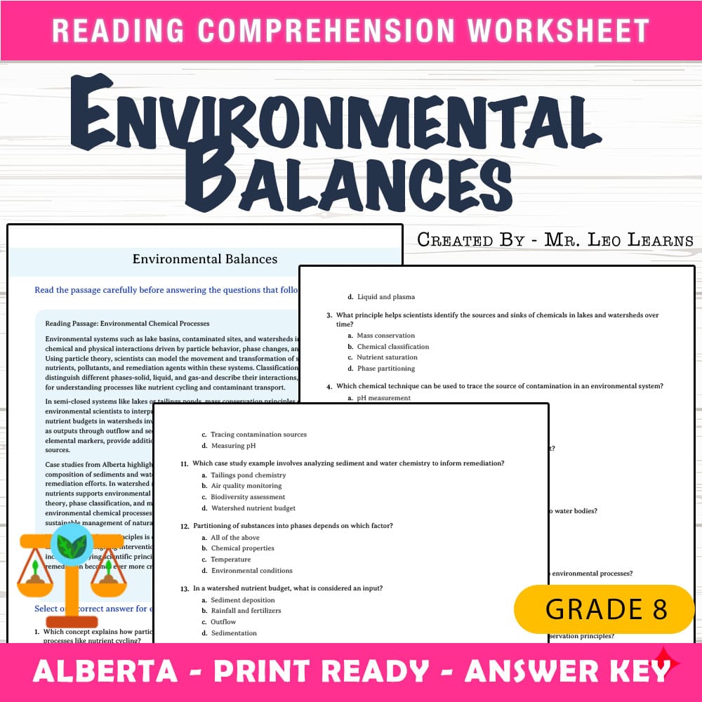 Grade 8 Science worksheet mcq paper worksheet — Grade 8 Science — Environmental Balances Worksheet for Mastery — page 1