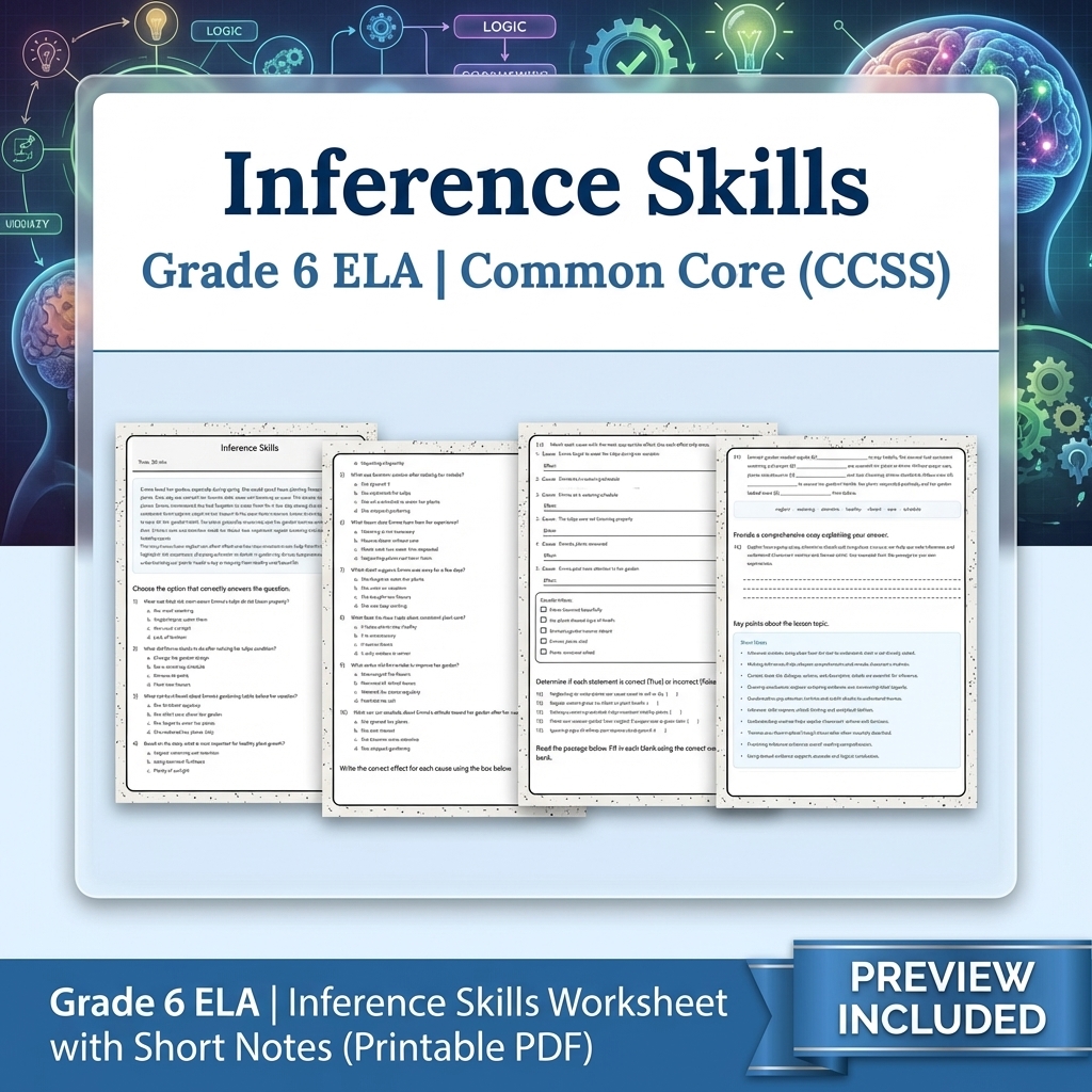 Grade 6 ELA Reading, Writing, & Grammar Full-Year Bundle (Common Core CCSS) — included worksheet 1