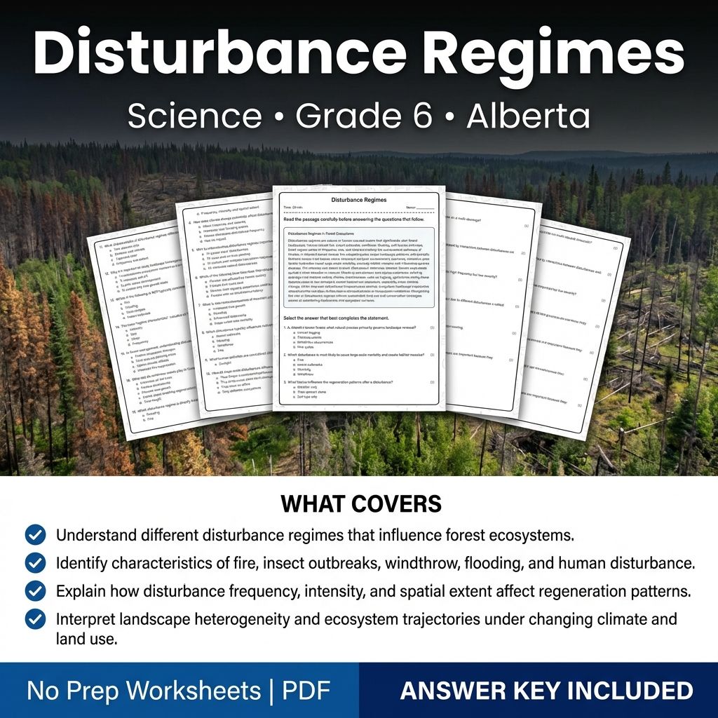 Grade 6 Science worksheet — Grade 6 Science Worksheet on Disturbance Regimes – Alberta Standards