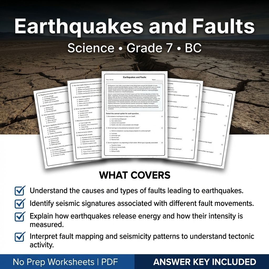 Grade 7 Science | Earthquakes and Faults Worksheet (Printable PDF + Answer Key)