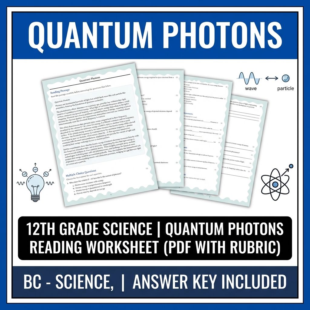 12th Grade Science | Quantum Photons Reading Worksheet (PDF with Rubric)