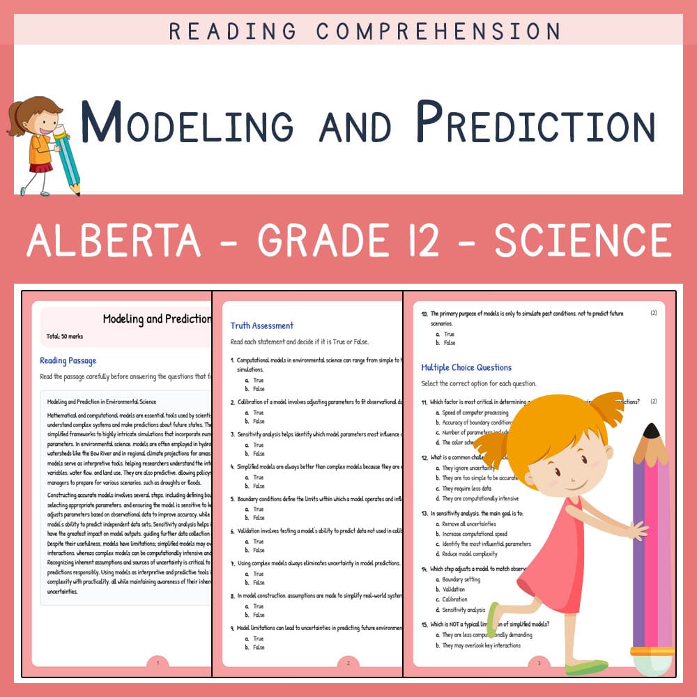 Grade 12 Science worksheet elena worksheet — Grade 12 Science | Modeling and Prediction Worksheet | Alberta Standards — pa…