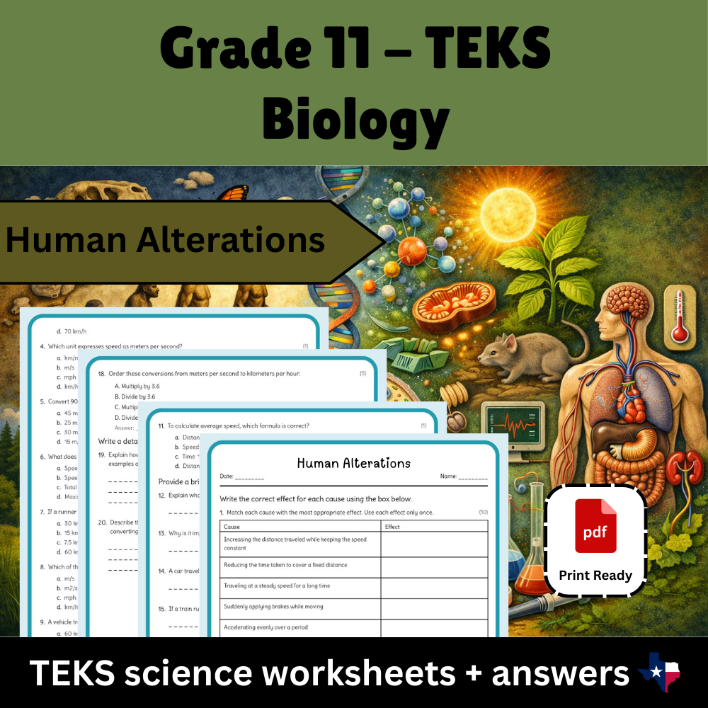 Grade 11 Science | Evolution, Cells & Genetics TEKS Bundle (Worksheet Pack) — included worksheet 3
