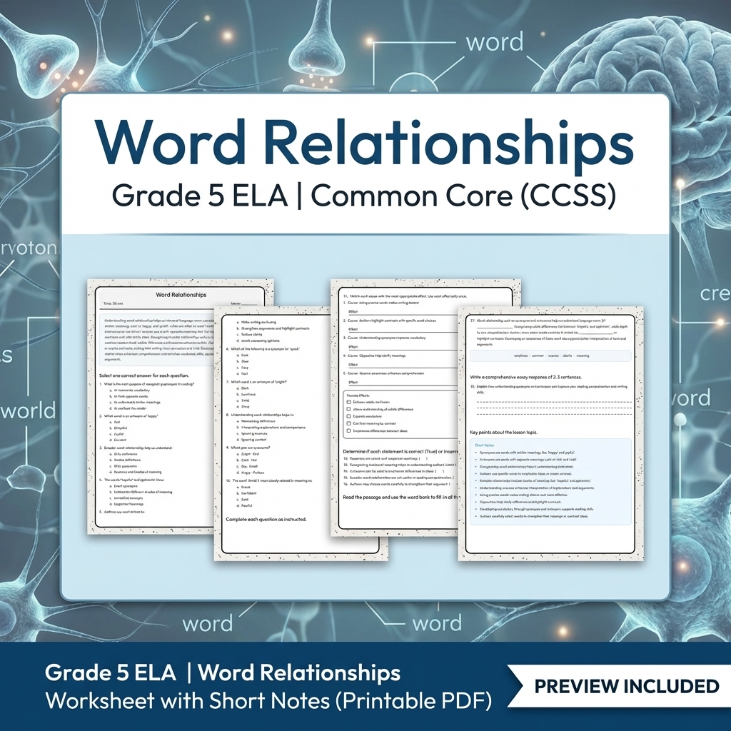 Grade 5 Text Evidence, Writing, and Language ELA Full-Year Bundle — included worksheet 3
