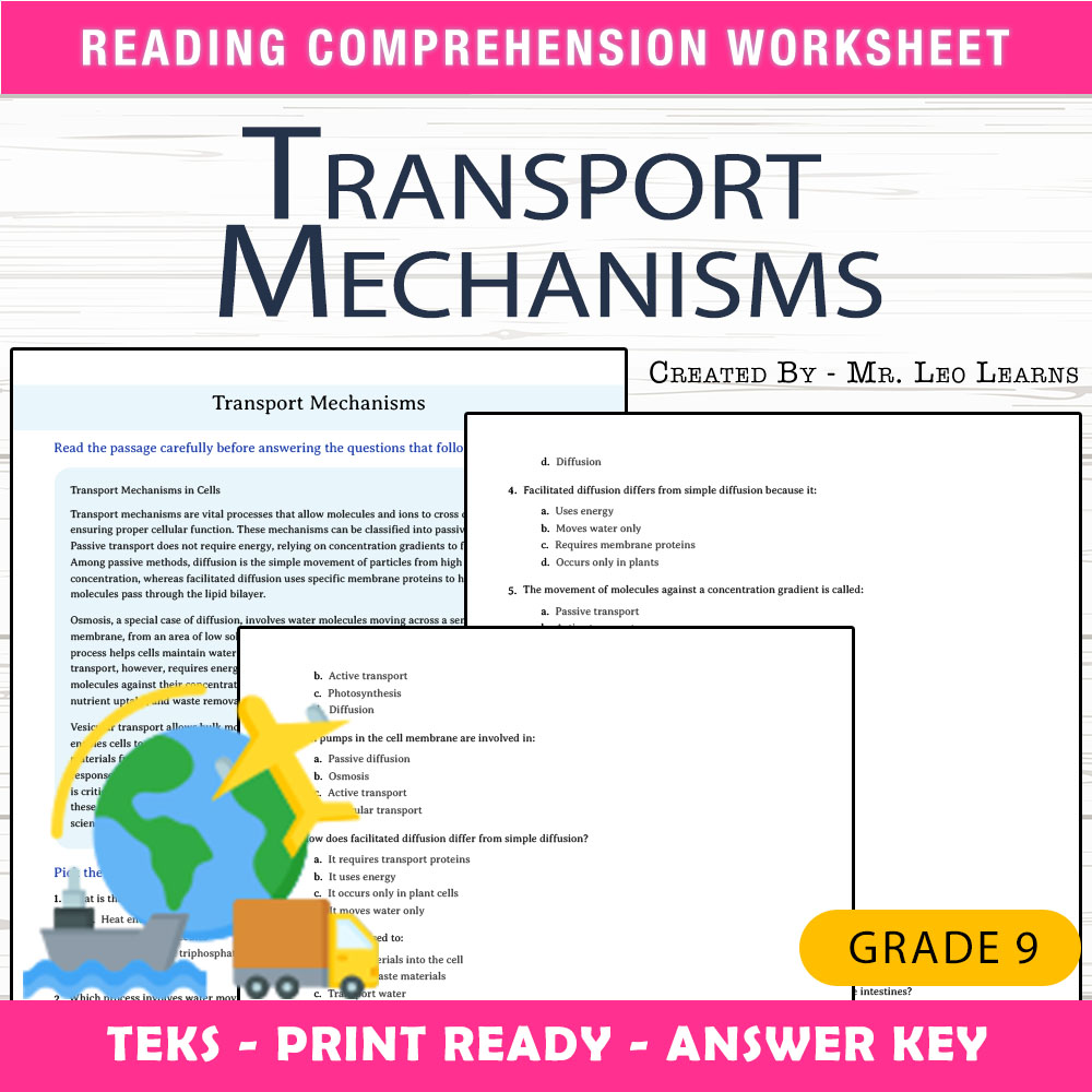 Grade 9 Science worksheet worksheet — Grade 9 Science — Transport Mechanisms Worksheet for Mastery | PDF + Answer Key — pa…