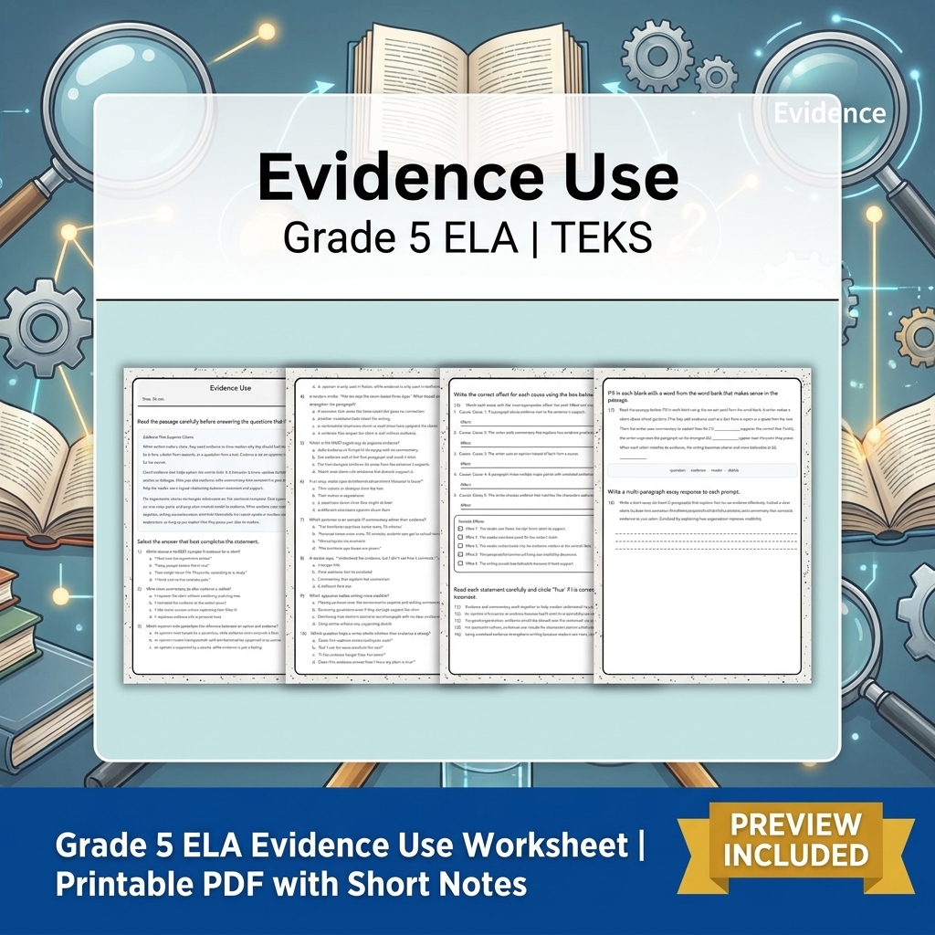 Grade 5 Writing Process: Craft, Revising, and Editing ELA Lesson Bundle – TEKS — included worksheet 1