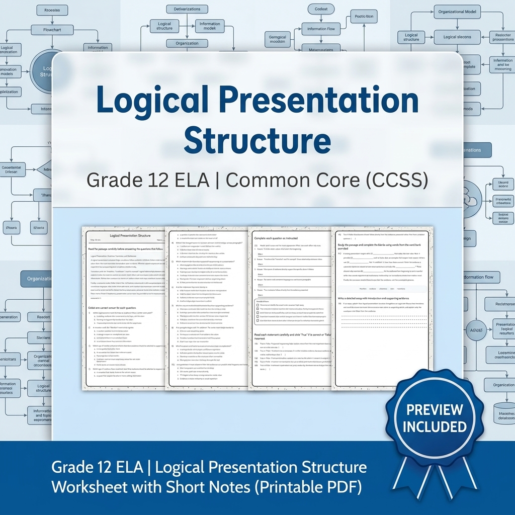Grade 12 ELA Evidence-Based Reading & Writing Full-Year Bundle (CCSS) — included worksheet 3