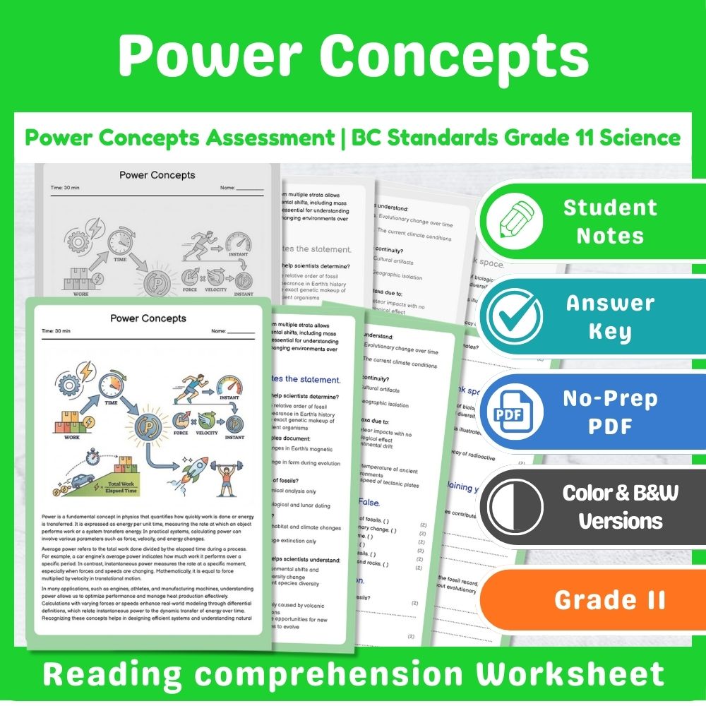 Grade 11 Science Assessment Bundle | Classical Mechanics & Motion Topics — included worksheet 1