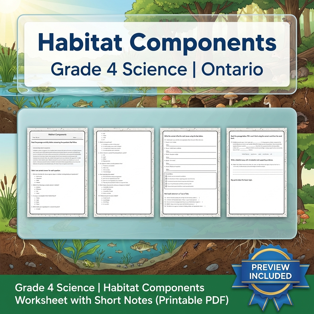 Grade 4 Science Lesson Group Bundle – Ontario Framework Units — included worksheet 1