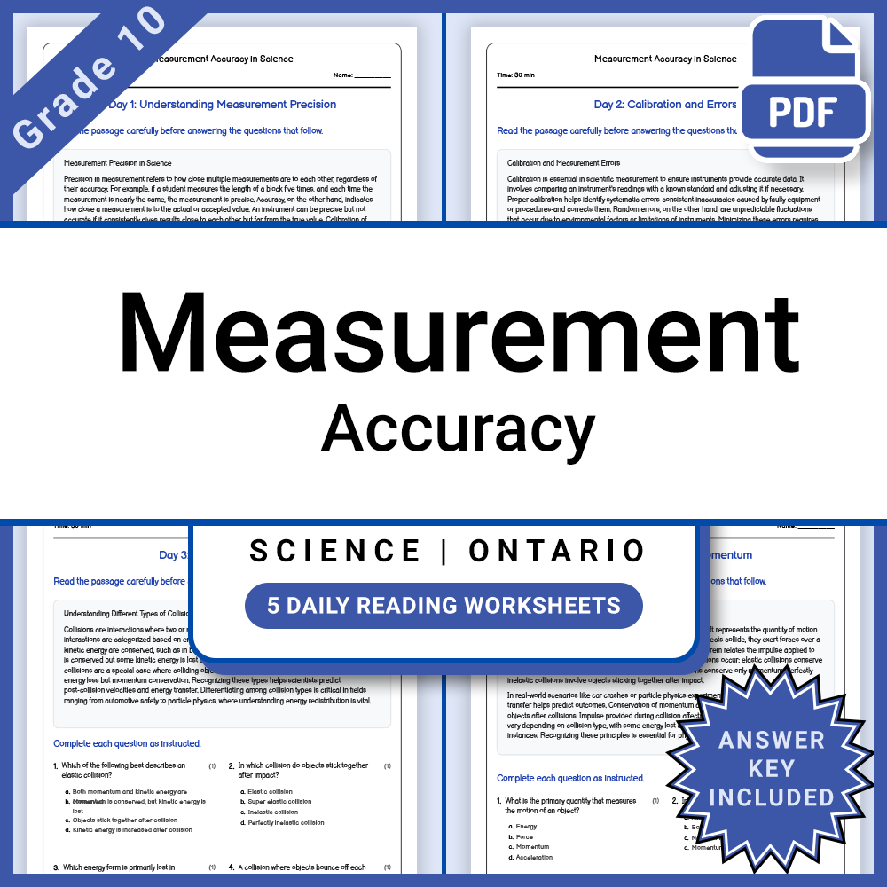 Grade 10 Science Lesson Bundle | Ontario Framework Reading Worksheets — included worksheet 1