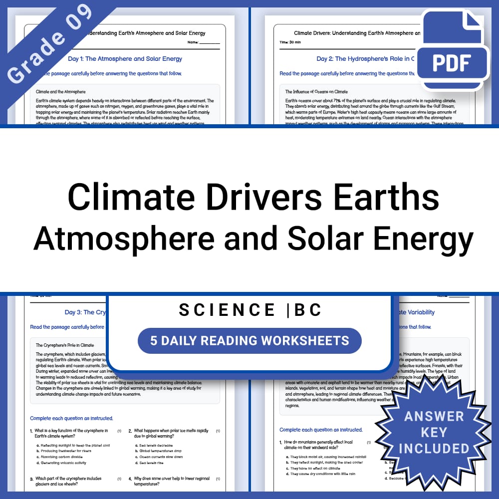 Grade 9 Science Full Year Bundle | Tidal Forces, Energy, and Physics — included worksheet 4