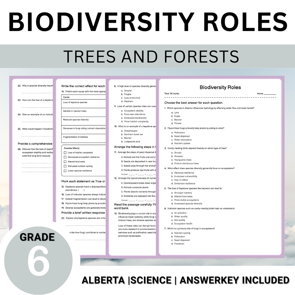 Grade 6 Science | Tree Anatomy, Ecology & Conservation Unit Worksheet Bundle — included worksheet 1