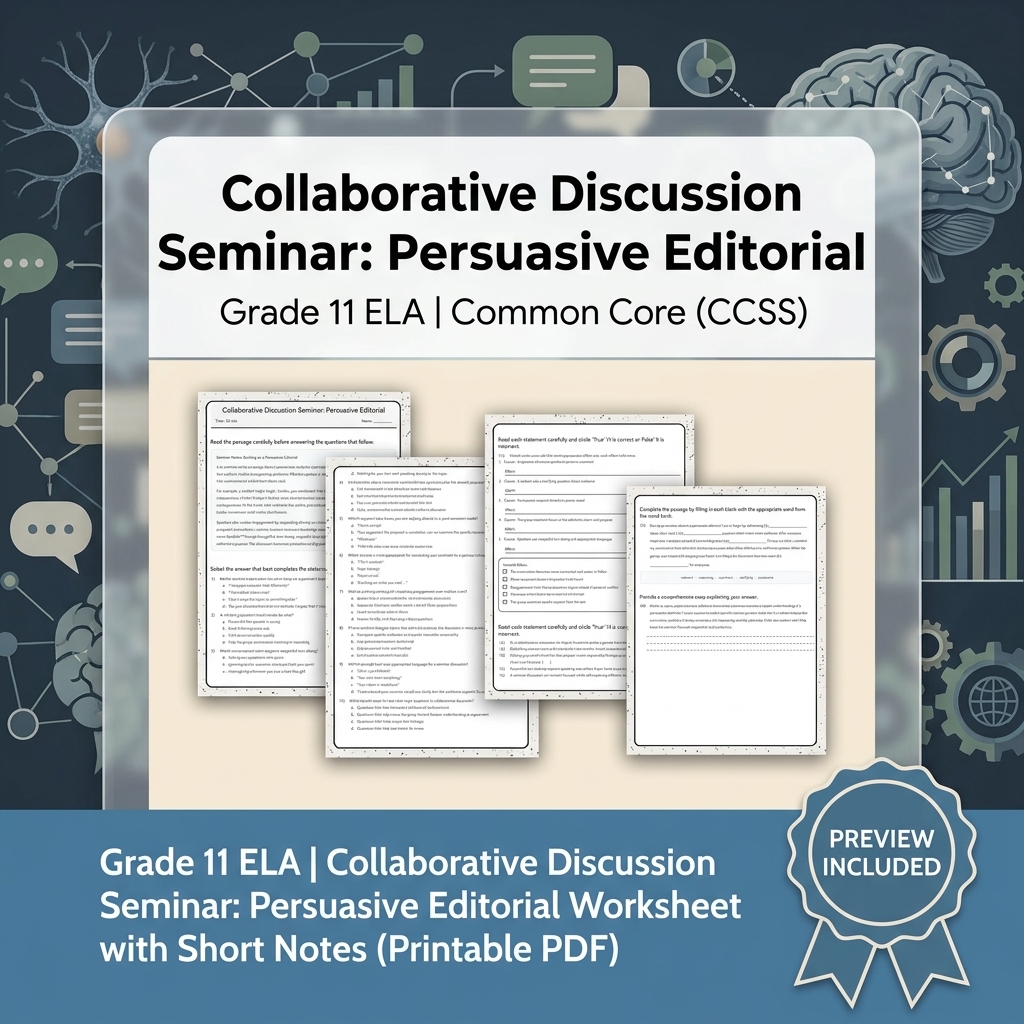 Grade 11 ELA Text Analysis and Writing Full-Year Bundle: Common Core (CCSS) — included worksheet 1