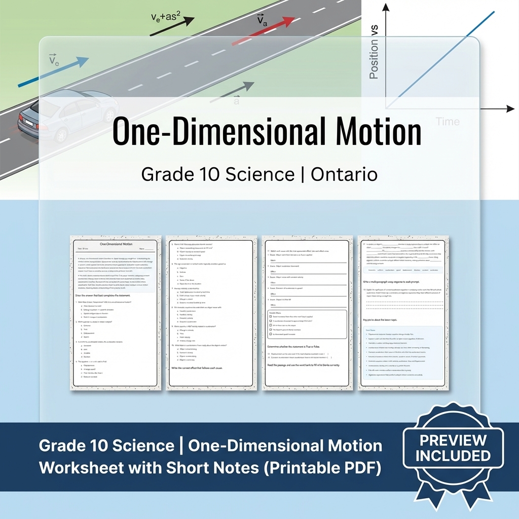 Grade 10 Science Lesson Group: Motion & Forces Ontario Curriculum Bundle — included worksheet 2