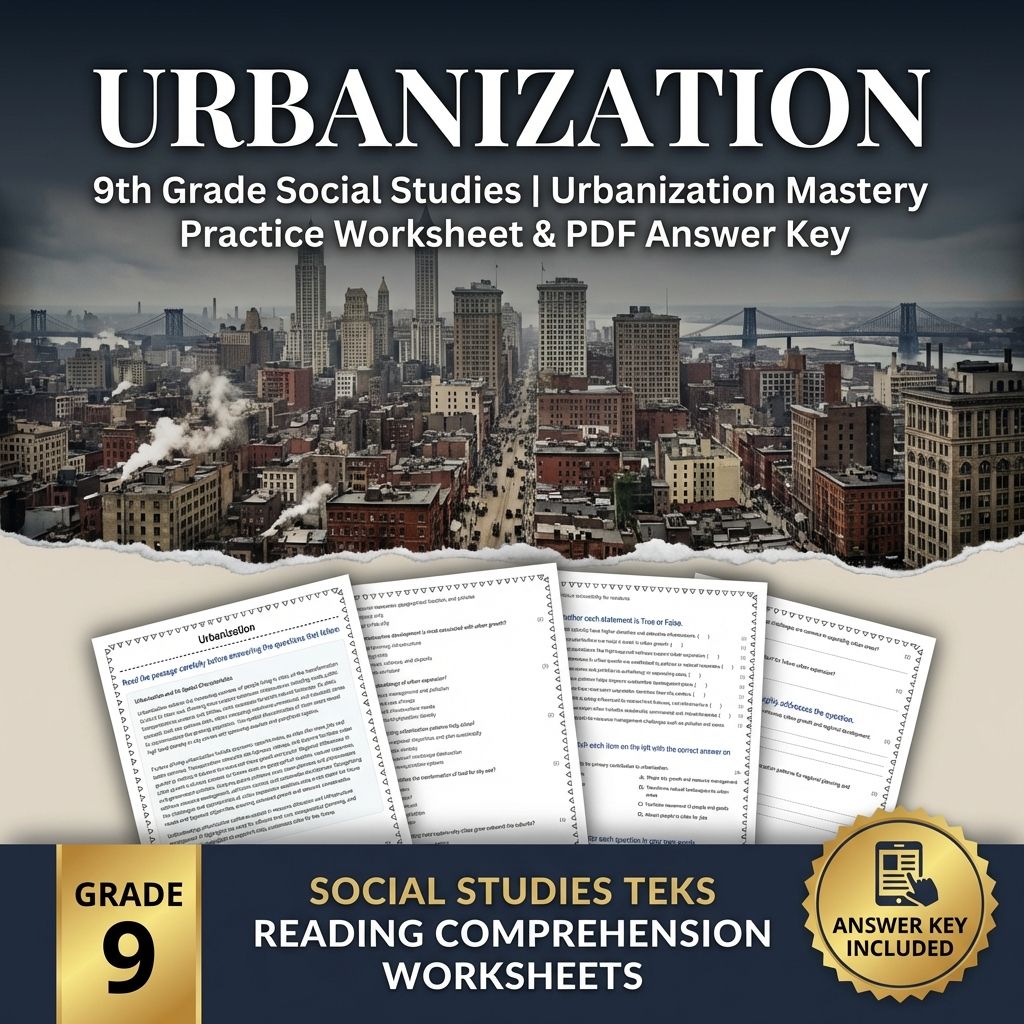 9th Grade Social Studies | Urbanization Mastery Worksheet & PDF Answer Key