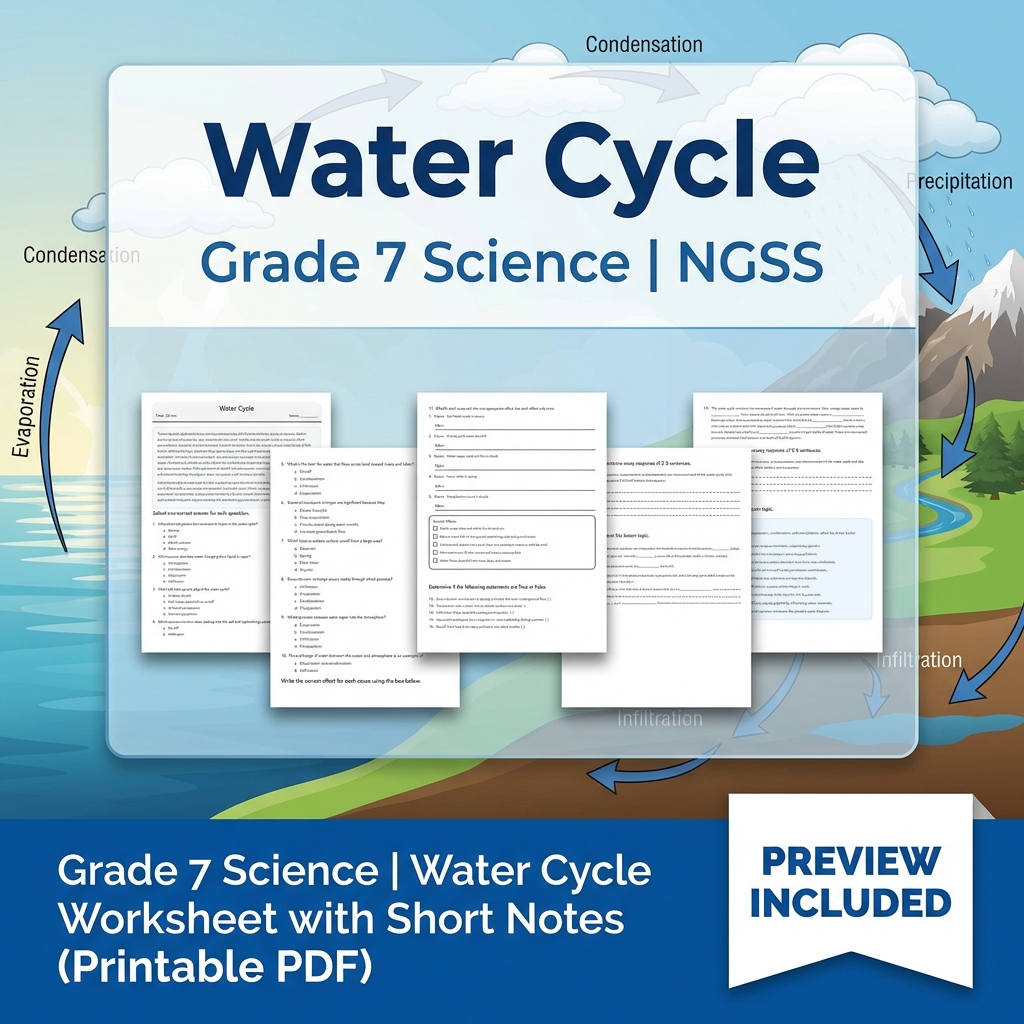 Grade 7 Science | Earth's Systems Unit Worksheets Pack – NGSS Aligned — included worksheet 1