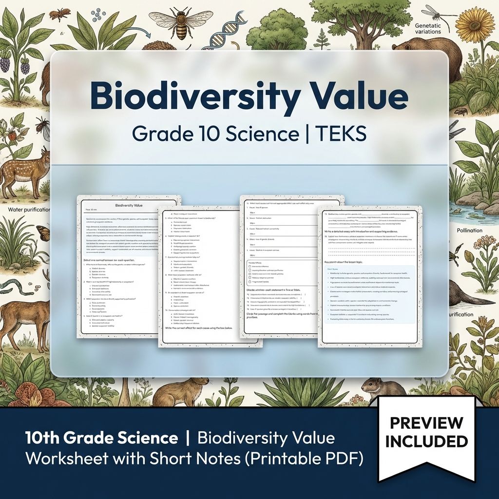 Grade 10 Science Worksheet Bundle – Genetics, Cell Biology & Ecology (PDF) — included worksheet 3