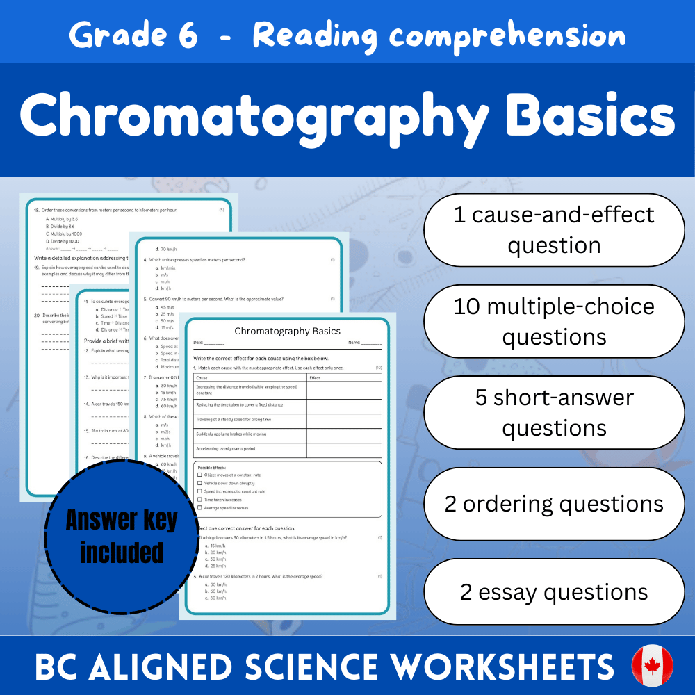 Grade 6 Science science 1 worksheet — 6th Grade Science | Chromatography Basics Worksheet (PDF) – BC Standards