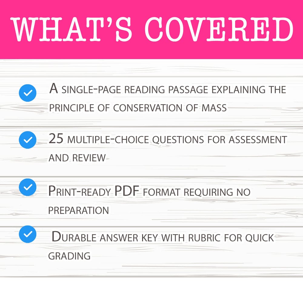 Grade 8 Science worksheet mcq paper worksheet — Grade 8 Science — Worksheet MCQ Paper for Mastering Mass Conservation — pa…