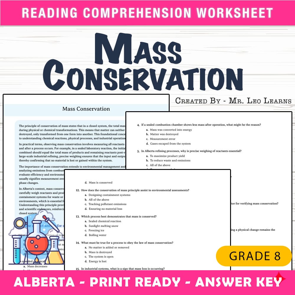 Grade 8 Science worksheet mcq paper worksheet — Grade 8 Science — Worksheet MCQ Paper for Mastering Mass Conservation — pa…