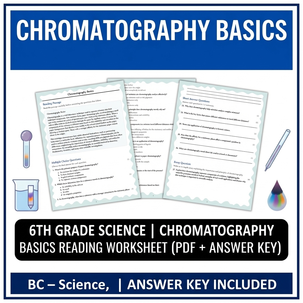 Grade 6 Science reading worksheets — 6th Grade Science | Chromatography Basics Reading Worksheet (PDF + Answer Key)