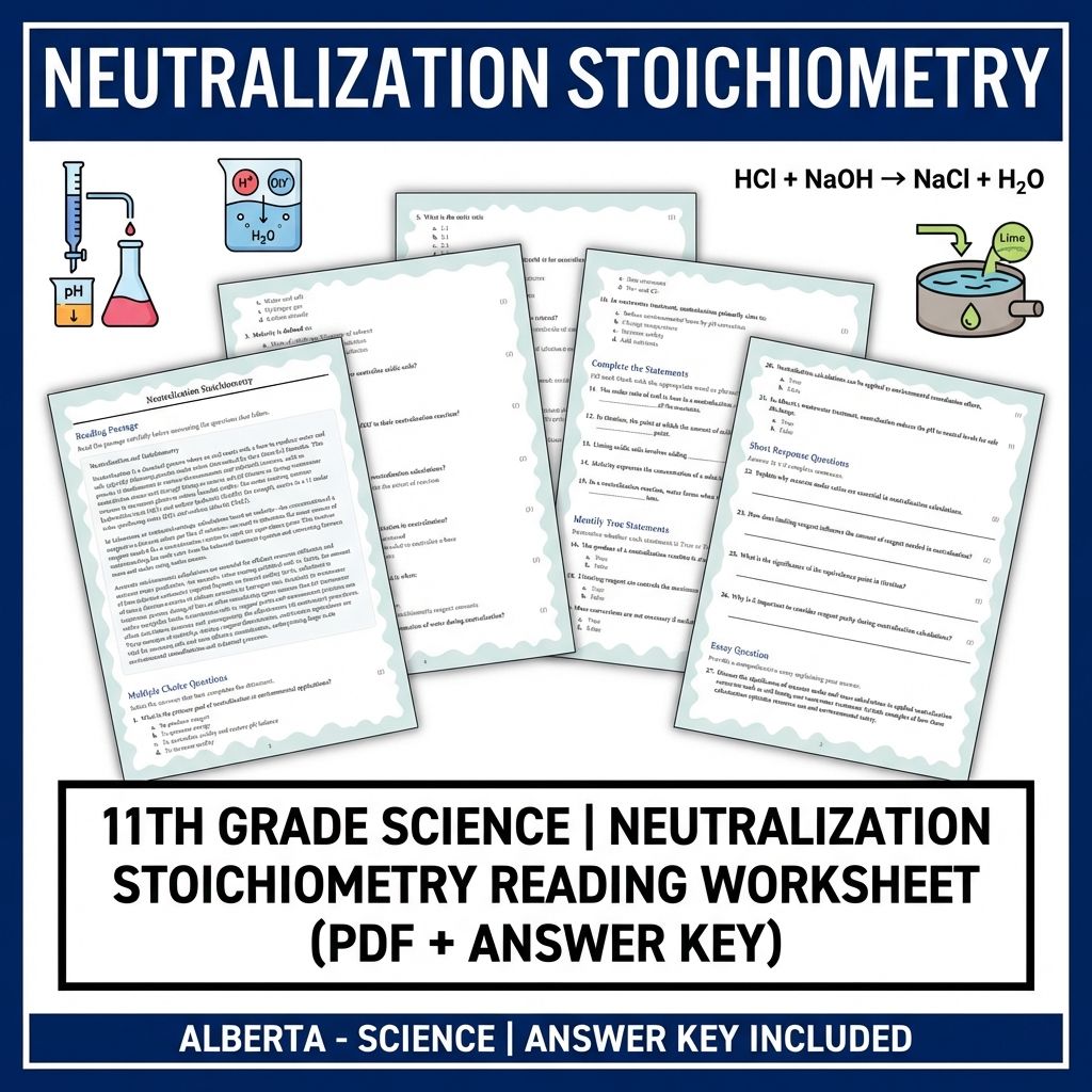 Grade 11 Science reading worksheets — 11th Grade Science | Neutralization Stoichiometry Worksheet (PDF + Answer Key)