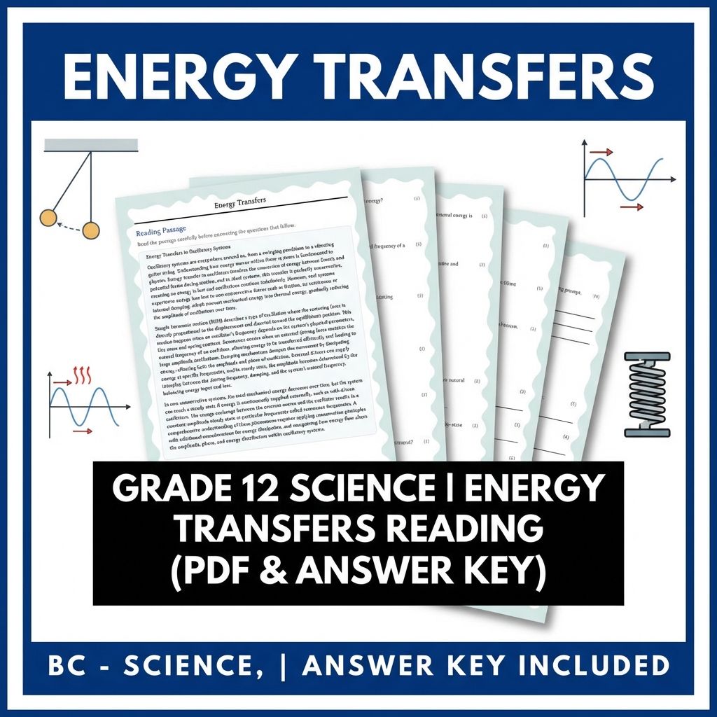 Grade 12 Science | Energy Transfers Reading Worksheet (PDF & Answer Key)