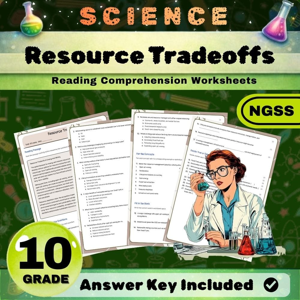 Grade 10 Science NGSS Bundle | Worksheets for Earth, Life & Physical Sciences — included worksheet 2
