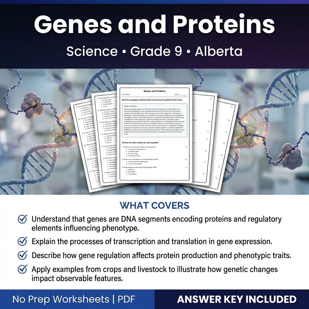 Genes and Proteins Worksheet for Grade 9 Science | Alberta Standards