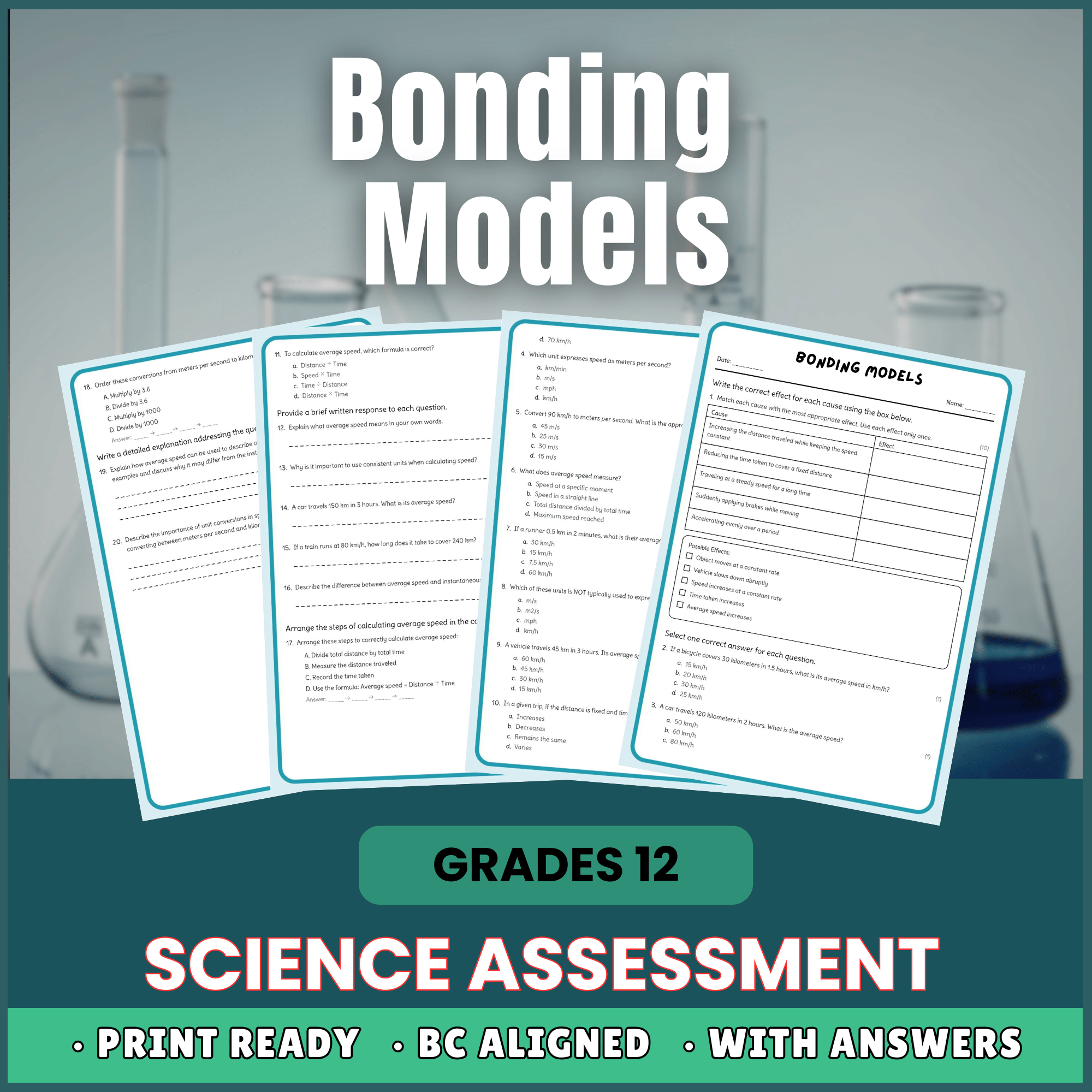 Grade 12 Science | Bonding Models Worksheet + Answer Key - BC Standards