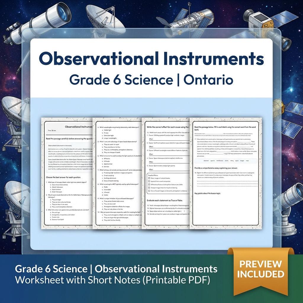 Grade 6 Science Lesson Group Bundle – Ontario Curriculum Worksheets — included worksheet 1
