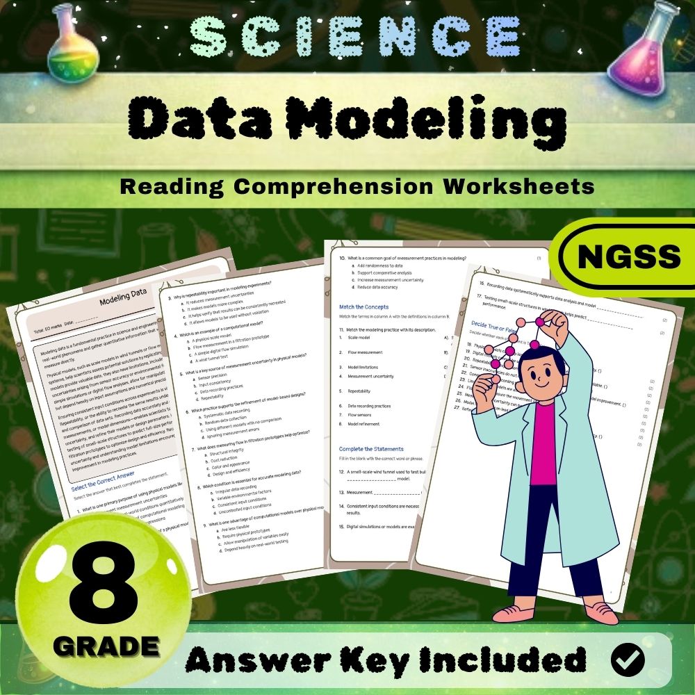 Grade 8 Science science ngss worksheet — Grade 8 Science Data Modeling Worksheet (NGSS) – PDF