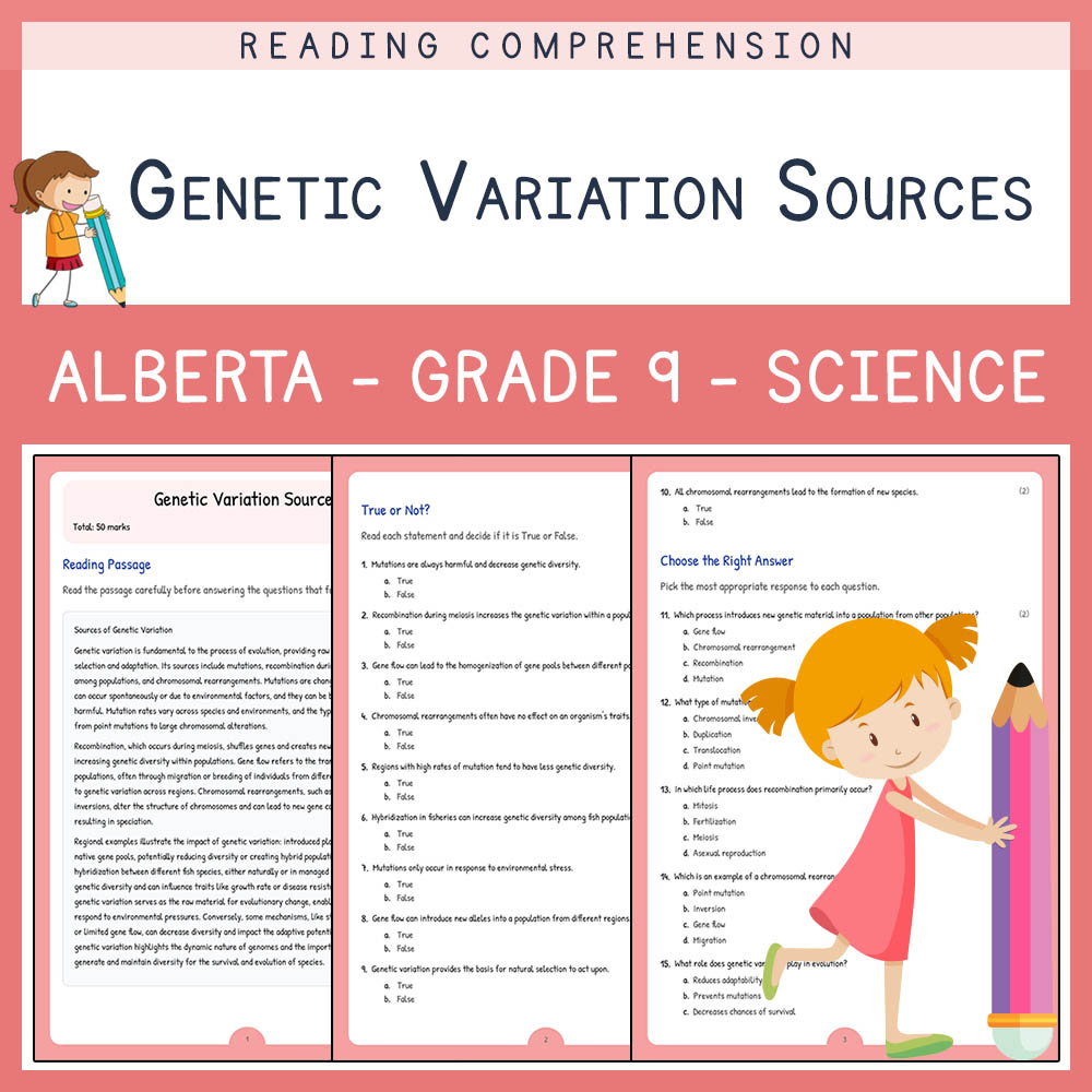 Grade 9 Science worksheet elena worksheet — Grade 9 Science | Genetic Variation Sources Worksheet | Alberta Standards — pa…