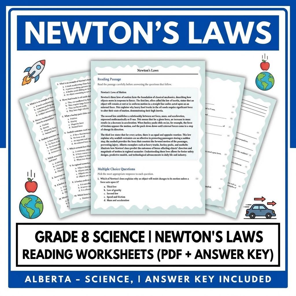 Grade 8 Science Bundle – Forces, Motion & Energy Worksheets (PDF & Answer Key) — included worksheet 1