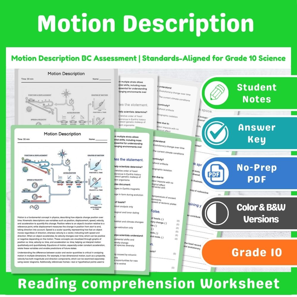 Grade 10 Science Assessment Mini Bundle – Forces, Motion & Energy Standards — included worksheet 2